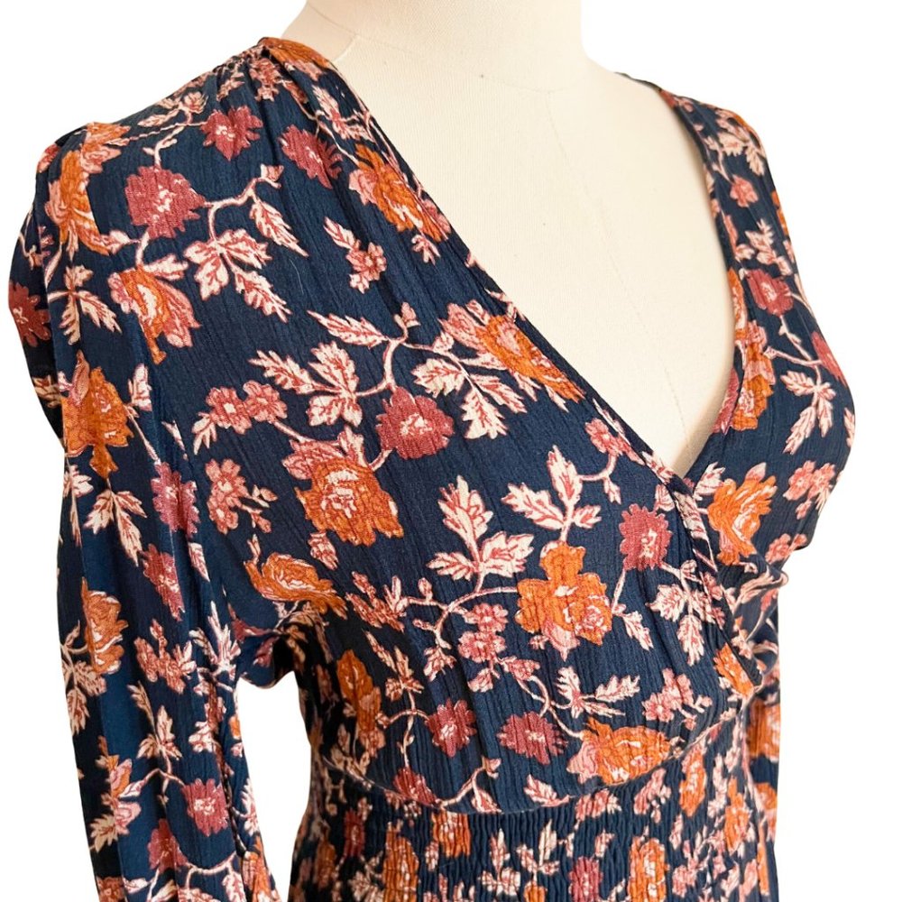 70s Style Floral Midi Dress • Size Medium